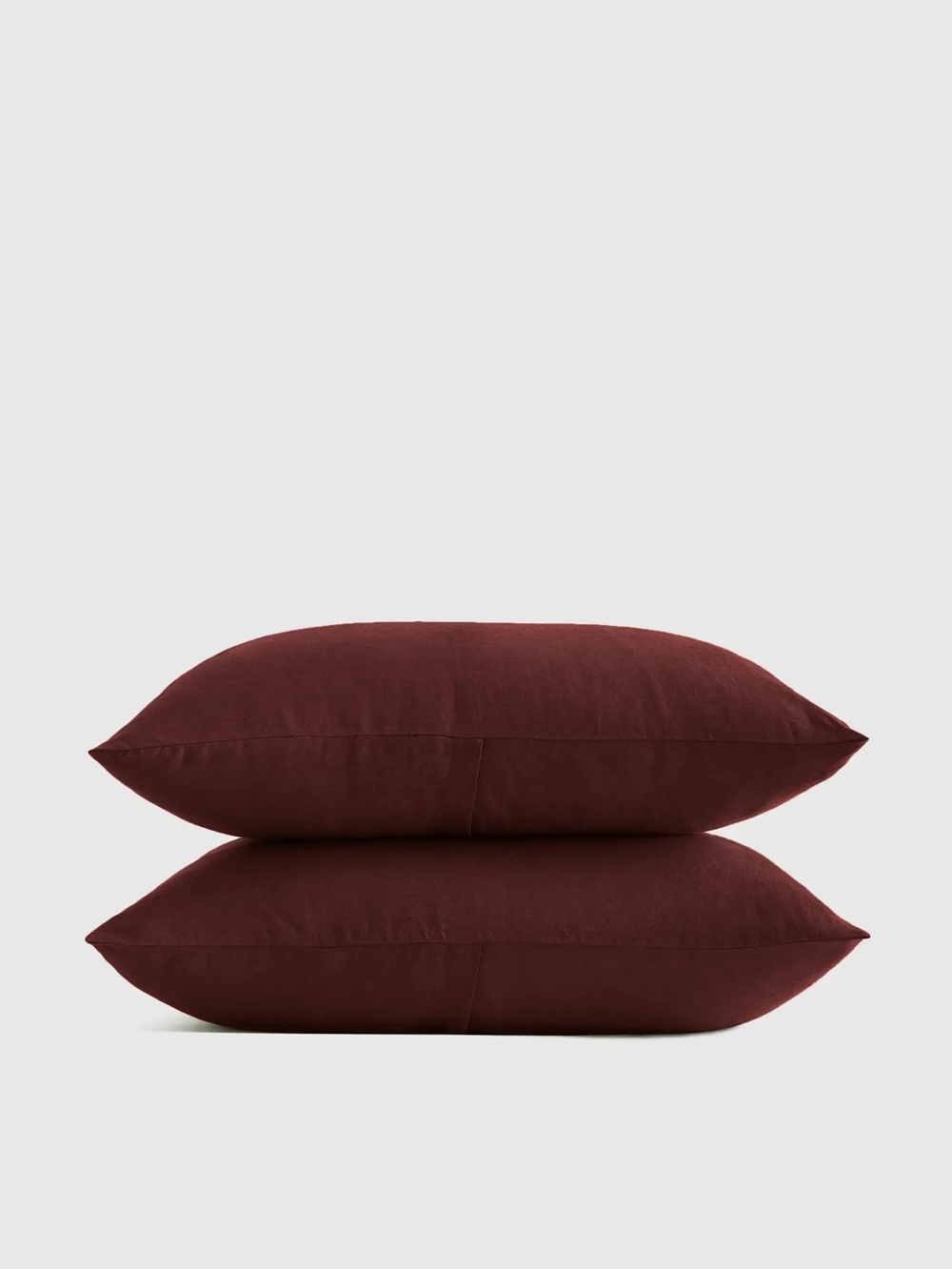 QUINCE European Linen Sham Set King Burgundy 2696